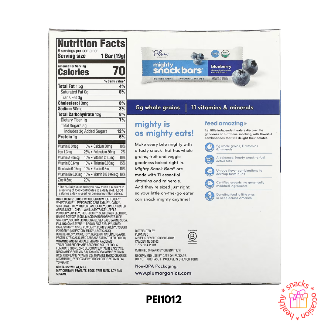 Plum Organics, Snack Size Sandwich Bar, 15 Months & Up, Blueberry & Oatmeal, Set Of 5 Bars