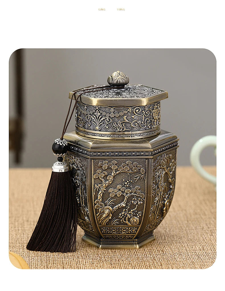 Logam Tin Teh Berkapasiti Besar Hijau Teh Hitam Balang Bekas Penyimpanan Kadi Kopi Gula Kotak Teh Dimeterai Dapur Rumah