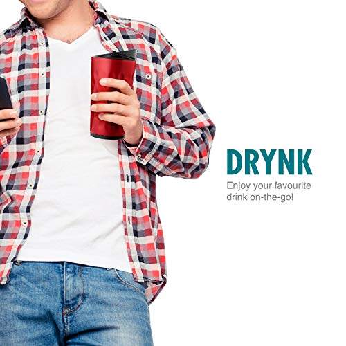 Drynk 350 ml 3 in 1 Vacuum Insulated Stainless Steel Gulper and Sipper Water Bottle (Tumbler+Sipper+Gulper) with 2 Cups, Thermos Flask