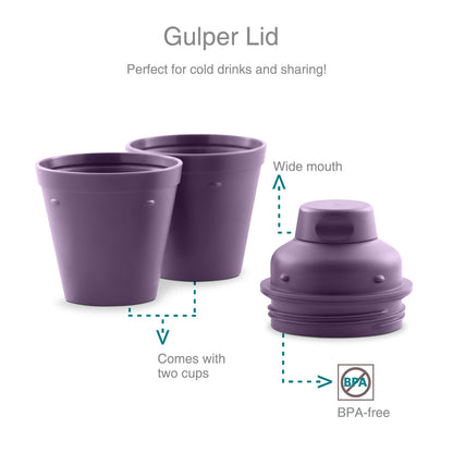 Drynk 350 ml 3 in 1 Vacuum Insulated Stainless Steel Gulper and Sipper Water Bottle (Tumbler+Sipper+Gulper) with 2 Cups, Thermos Flask