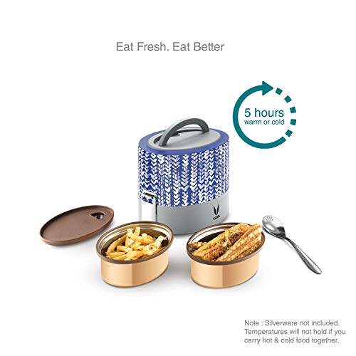 Tyffyn Copper-Finished Stainless Steel Lunch Box, 600 ml, 2 Containers