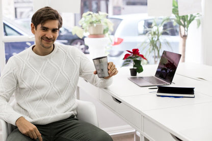 Tumbler Keluli Tahan Karat PopCup dengan Tudung, Mug Perjalanan Bertebat Vakum Dinding Dua Kali, 250ml 