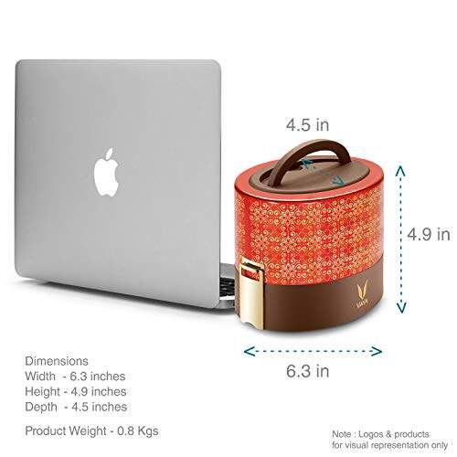 Tyffyn Copper-Finished Stainless Steel Lunch Box, 600 ml, 2 Containers