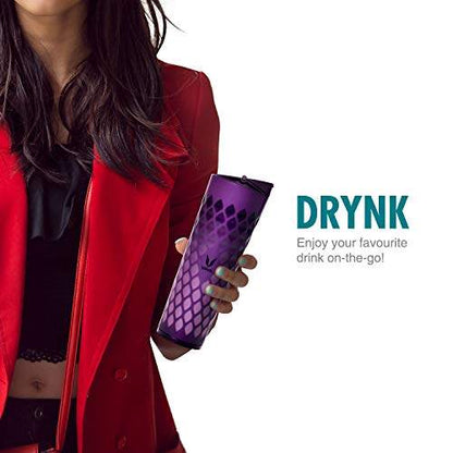 Drynk 600 ml Kelalang Keluli Tahan Karat Bertebat Vakum, Botol Air Penyedut Termos (Tumbler+Sipper) 