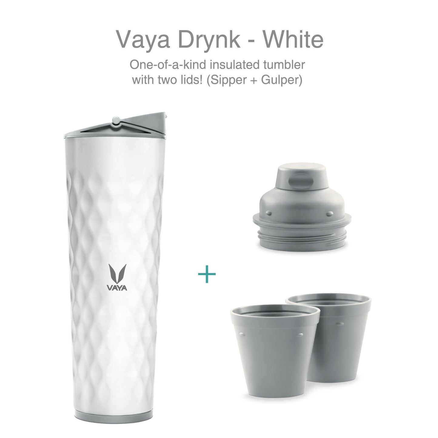Drynk 3 in 1 Stainless Steel Water Bottle (Tumbler+Sipper+Gulper) with 2 Cups, 600 ml