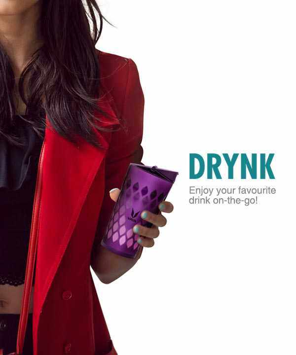 Drynk 350 ml 3 in 1 Vacuum Insulated Stainless Steel Gulper and Sipper Water Bottle (Tumbler+Sipper+Gulper) with 2 Cups, Thermos Flask