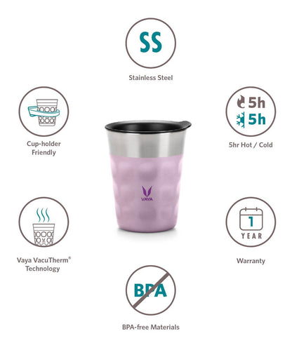 Tumbler Keluli Tahan Karat PopCup dengan Tudung, Mug Perjalanan Bertebat Vakum Dinding Dua Kali, 250ml 