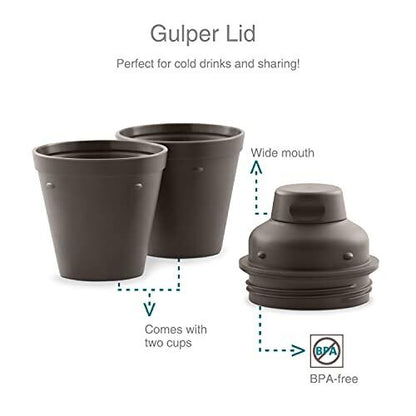 Drynk 350 ml 3 in 1 Vacuum Insulated Stainless Steel Gulper and Sipper Water Bottle (Tumbler+Sipper+Gulper) with 2 Cups, Thermos Flask