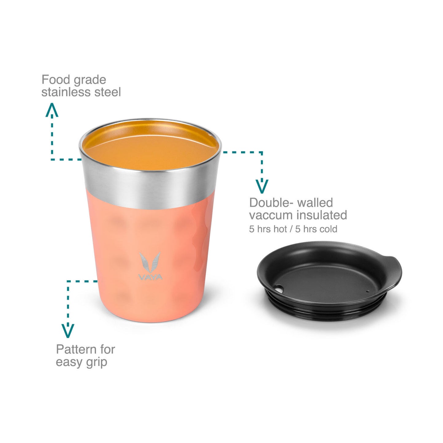 Tumbler Keluli Tahan Karat PopCup dengan Tudung, Mug Perjalanan Bertebat Vakum Dinding Dua Kali, 250ml 