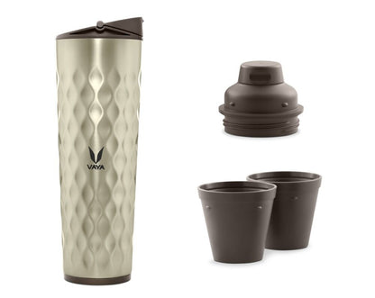 Drynk 3 in 1 Stainless Steel Water Bottle (Tumbler+Sipper+Gulper) with 2 Cups, 600 ml