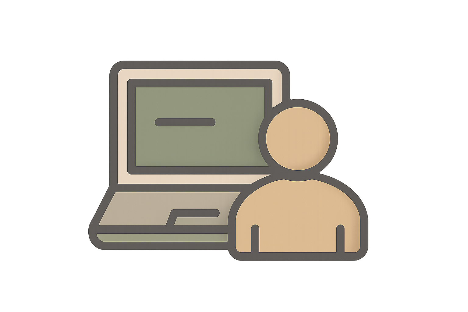 💻 2. Delivery

Prompt:

Modern vector-style icon showing a laptop and a person silhouette beside it, symbolizing “In-person / Hybrid learning (Online Theory + Physical Practical)”. Clean, minimalist design with subtle 3D realism, using soft natural hues (earth beige, calm grey, moss green). Transparent background. Professional wellness theme.

Size: 1024x1024
Transparent background: Yes