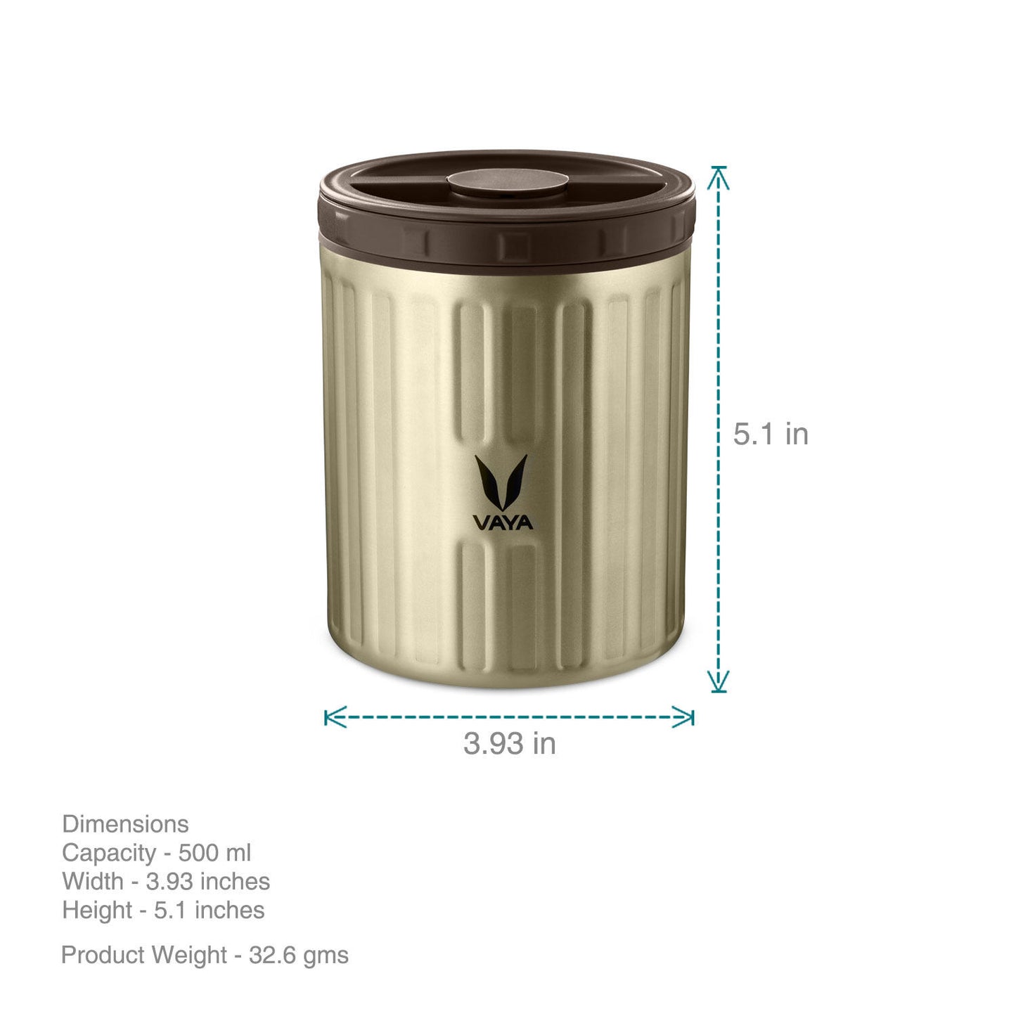 Simpan 500 ml - Bekas Makanan Keluli Tahan Karat Bertebat Vakum, Kotak Salad, Pembawa Makanan, Kotak Makan Tengahari Mudah Alih, Kotak Buah, 1 x 500 ml 