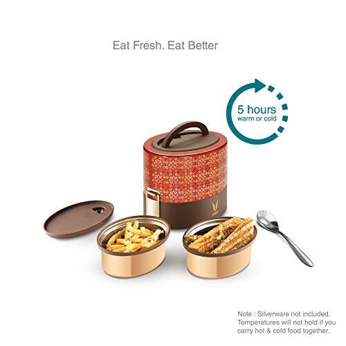 Tyffyn Copper-Finished Stainless Steel Lunch Box, 600 ml, 2 Containers