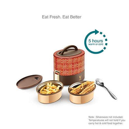 Tyffyn Copper-Finished Stainless Steel Lunch Box, 600 ml, 2 Containers