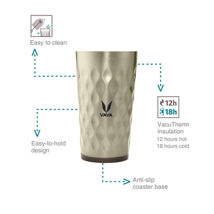 Drynk 350 ml 3 in 1 Vacuum Insulated Stainless Steel Gulper and Sipper Water Bottle (Tumbler+Sipper+Gulper) with 2 Cups, Thermos Flask