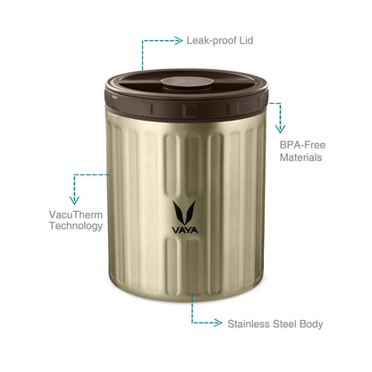 Simpan 500 ml - Bekas Makanan Keluli Tahan Karat Bertebat Vakum, Kotak Salad, Pembawa Makanan, Kotak Makan Tengahari Mudah Alih, Kotak Buah, 1 x 500 ml 