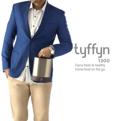 Tyffyn Jumbo Copper-Finished Stainless Steel Lunch Box Without Bagmat, 1300 ml, 4 Containers