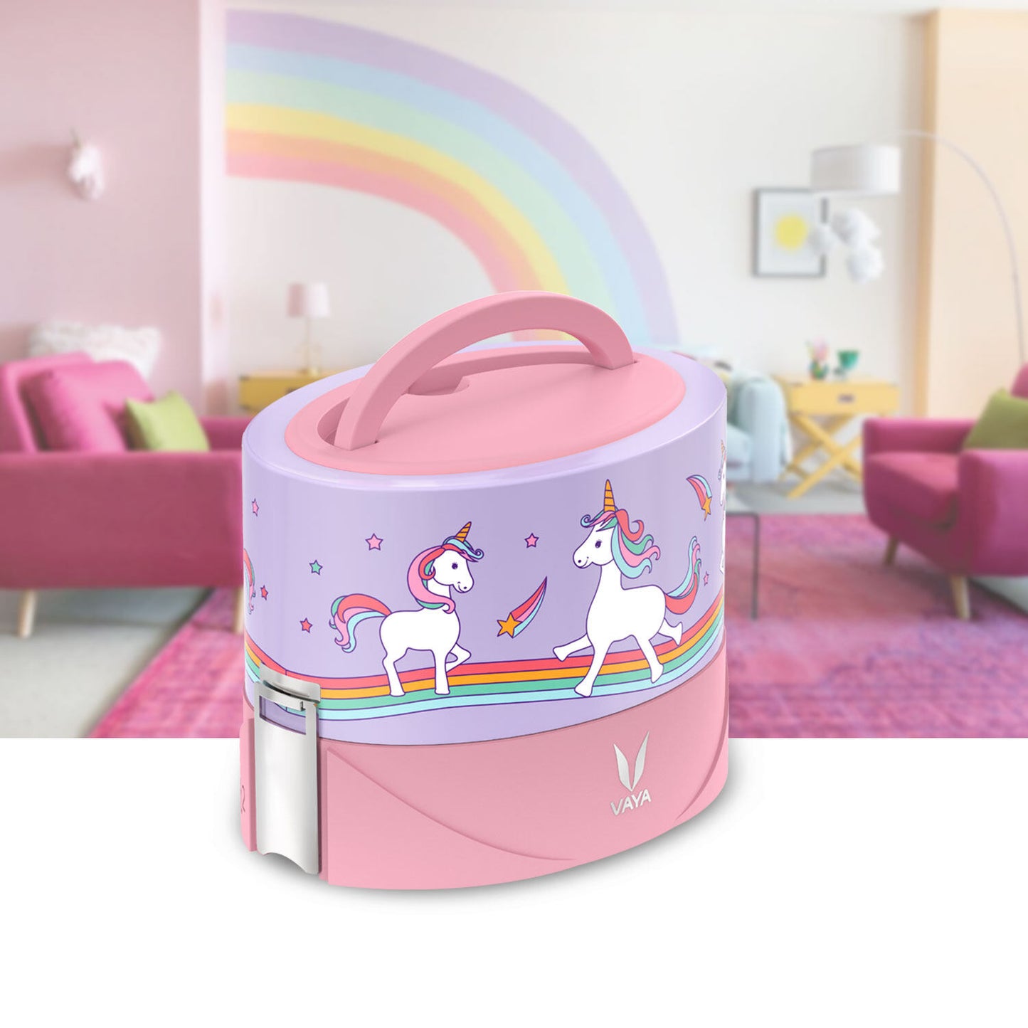 Tyffyn Black Polished Stainless Steel Lunch Box Without Bagmat, 1000 ml, 3 Containers, Black