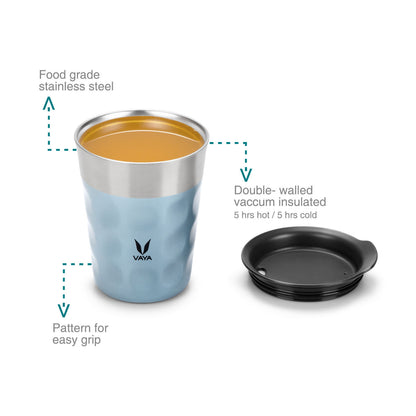 Tumbler Keluli Tahan Karat PopCup dengan Tudung, Mug Perjalanan Bertebat Vakum Dinding Dua Kali, 250ml 