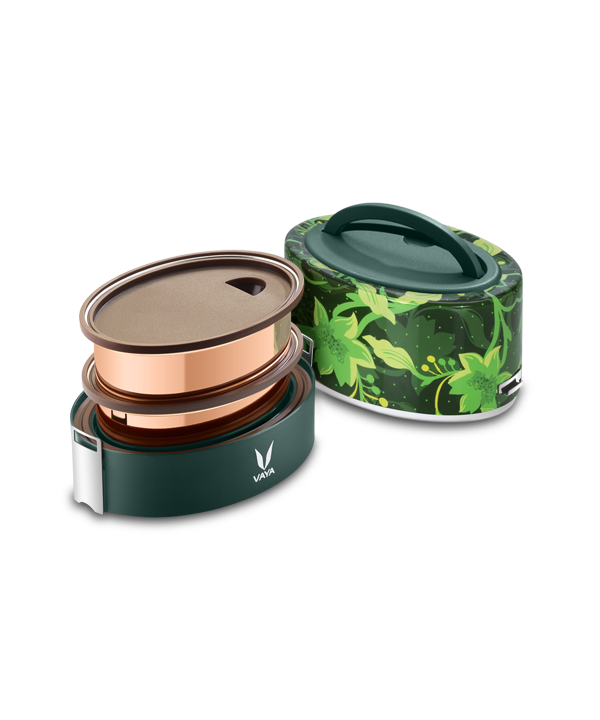 Tyffyn Copper-Finished Stainless Steel Lunch Box, 600 ml, 2 Containers