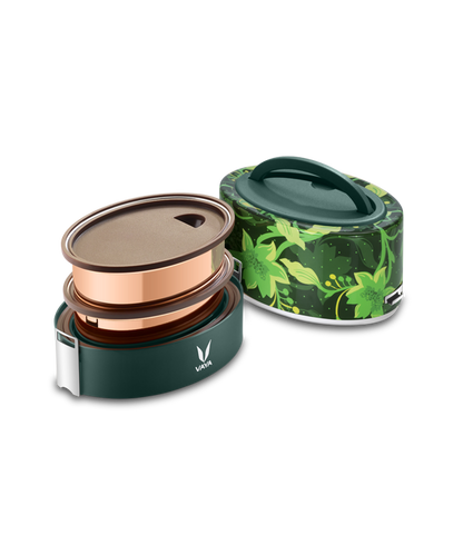 Tyffyn Copper-Finished Stainless Steel Lunch Box, 600 ml, 2 Containers