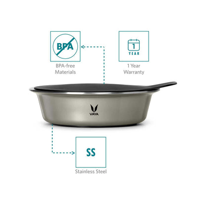 HauteCase - Kaserol Bertebat Keluli Tahan Karat Dengan Tudung | Periuk Kes Panas dan Bekas Makanan Termos | Kuali Periuk Kaserol Panas dengan Tudung 1.1L + Tudung Tindanan 