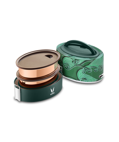 Tyffyn Copper-Finished Stainless Steel Lunch Box, 600 ml, 2 Containers