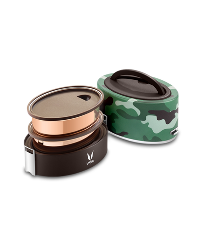 Tyffyn Copper-Finished Stainless Steel Lunch Box, 600 ml, 2 Containers