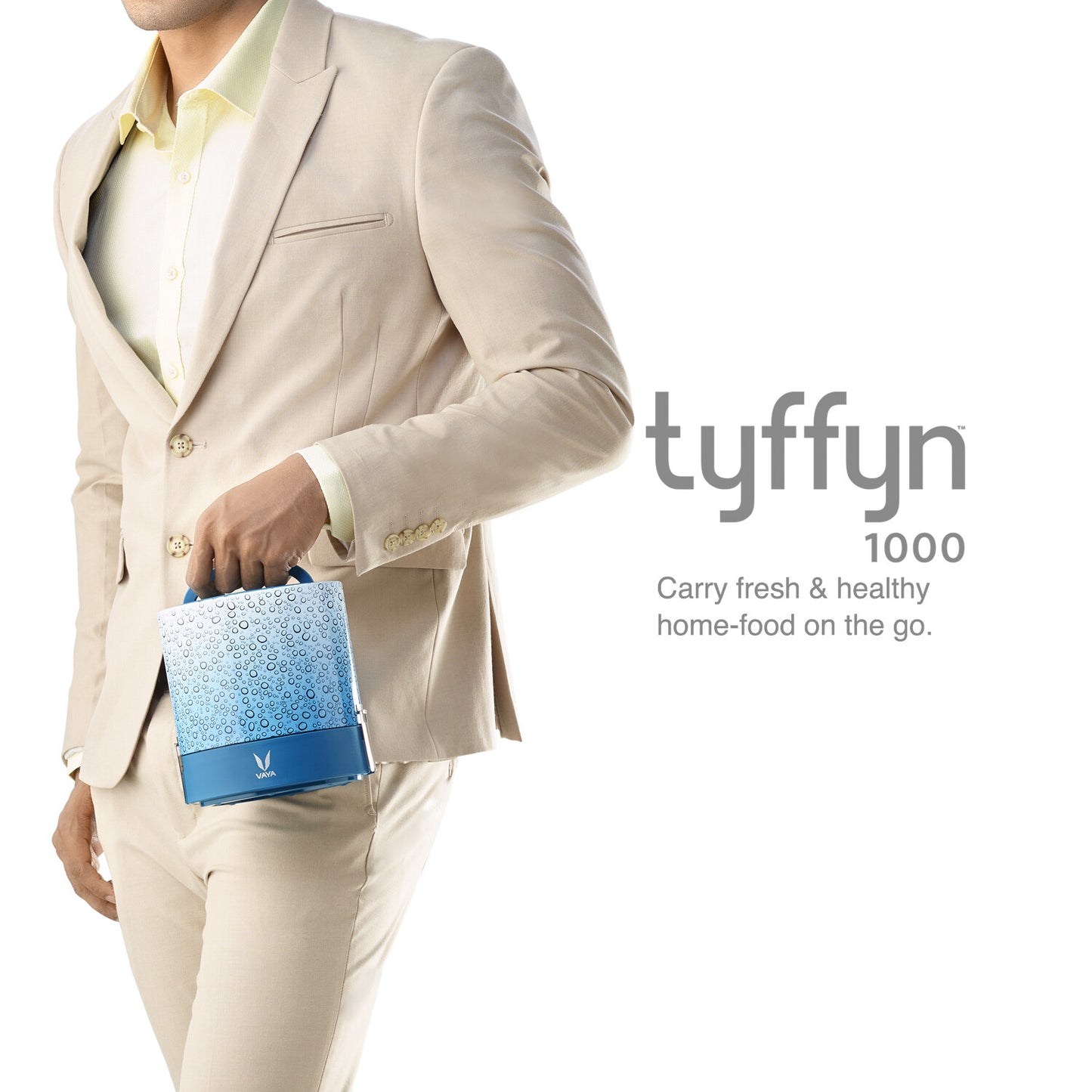 Tyffyn Black Polished Stainless Steel Lunch Box Without Bagmat, 1000 ml, 3 Containers, Black