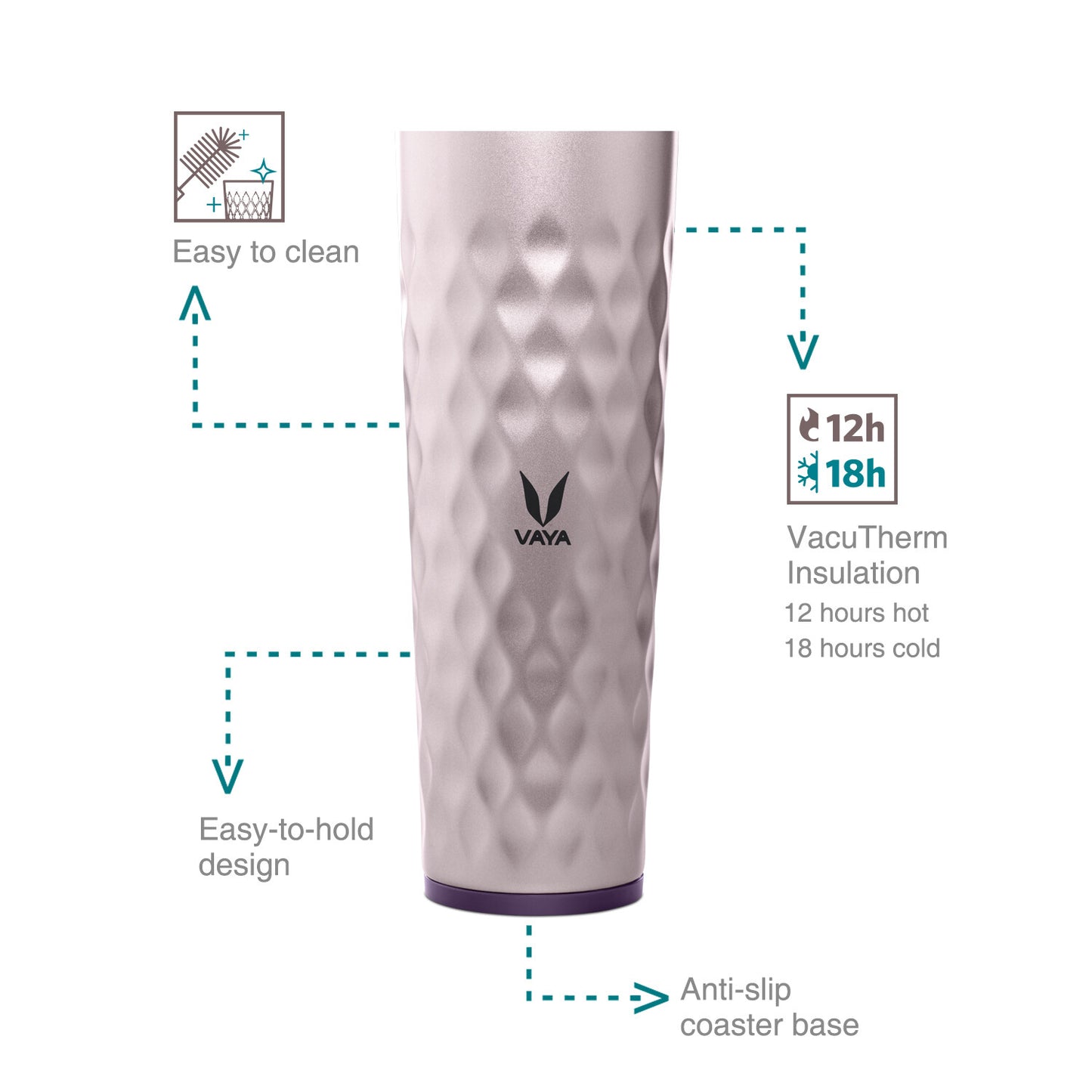 Drynk 3 in 1 Stainless Steel Water Bottle (Tumbler+Sipper+Gulper) with 2 Cups, 600 ml