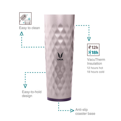 Drynk 3 in 1 Stainless Steel Water Bottle (Tumbler+Sipper+Gulper) with 2 Cups, 600 ml