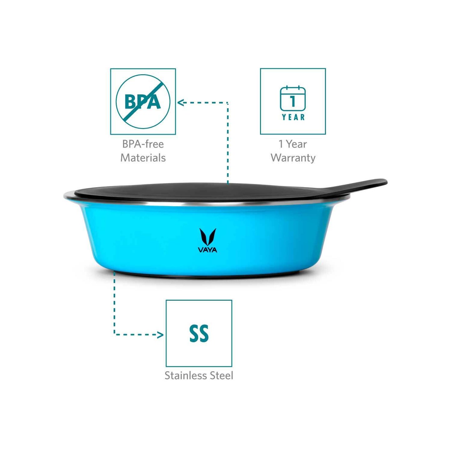 HauteCase - Kaserol Bertebat Keluli Tahan Karat Dengan Tudung | Periuk Kes Panas dan Bekas Makanan Termos | Kuali Periuk Kaserol Panas dengan Tudung 1.1L + Tudung Tindanan 