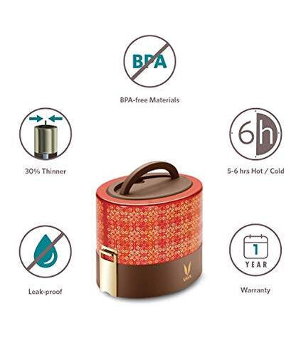 Tyffyn Copper-Finished Stainless Steel Lunch Box, 600 ml, 2 Containers