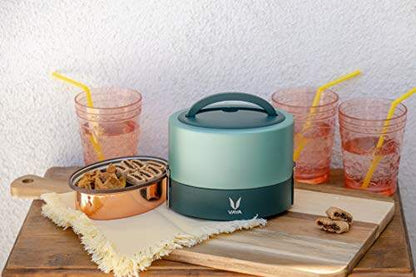 Tyffyn Copper-Finished Stainless Steel Lunch Box, 600 ml, 2 Containers