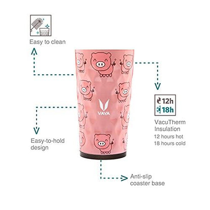 Drynk 350 ml 3 in 1 Vacuum Insulated Stainless Steel Gulper and Sipper Water Bottle (Tumbler+Sipper+Gulper) with 2 Cups, Thermos Flask