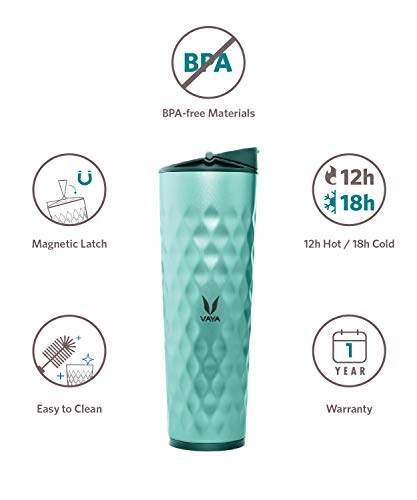 Drynk 600 ml Kelalang Keluli Tahan Karat Bertebat Vakum, Botol Air Penyedut Termos (Tumbler+Sipper) 