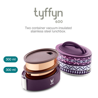Tyffyn Copper-Finished Stainless Steel Lunch Box, 600 ml, 2 Containers