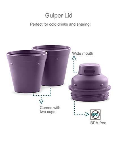 Drynk 350 ml 3 in 1 Vacuum Insulated Stainless Steel Gulper and Sipper Water Bottle (Tumbler+Sipper+Gulper) with 2 Cups, Thermos Flask