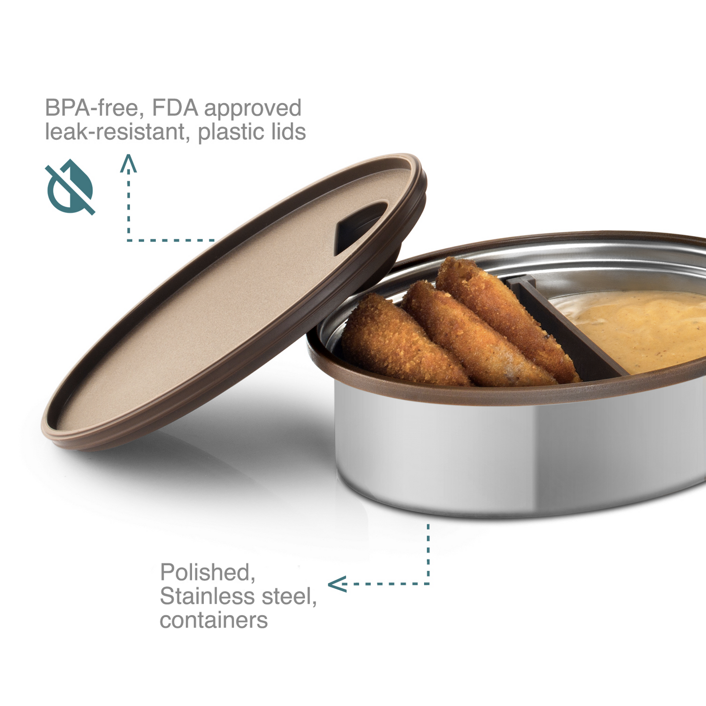 Tyffyn Polished Stainless Steel Lunch Box for Kids Without Bagmat, 600 ml, 2 Containers