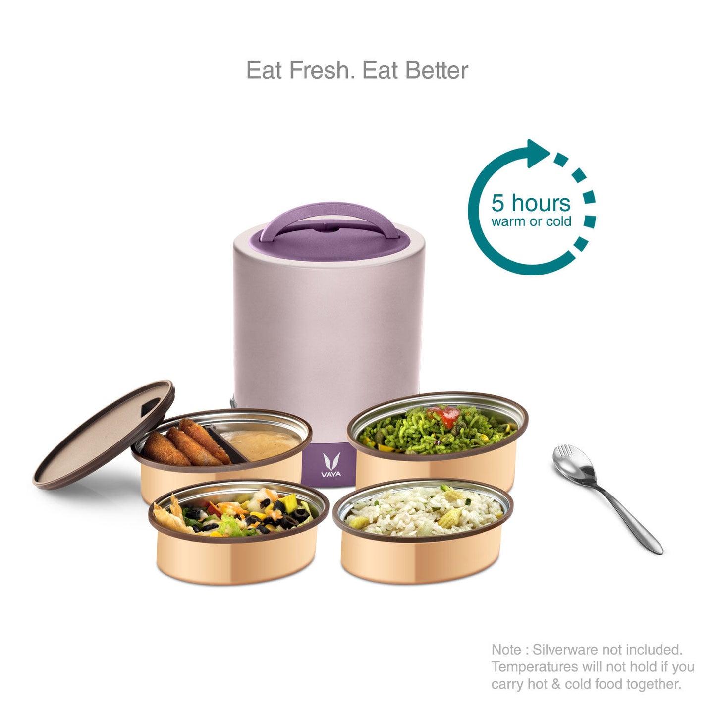 Tyffyn Jumbo Copper-Finished Stainless Steel Lunch Box Without Bagmat, 1300 ml, 4 Containers