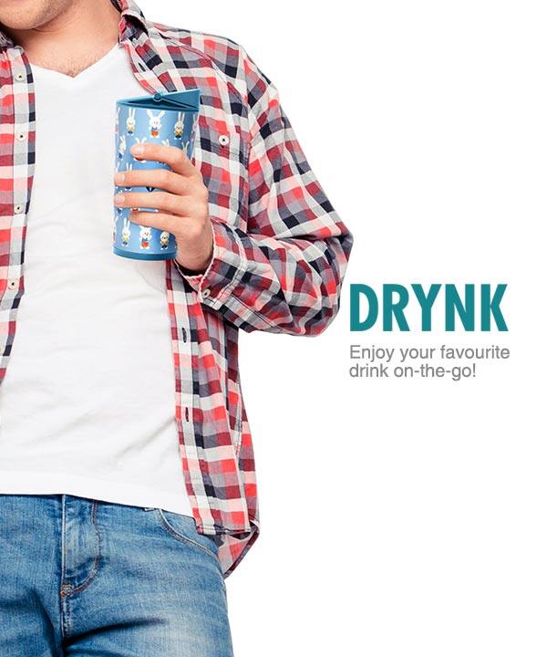 Drynk 350 ml 3 in 1 Vacuum Insulated Stainless Steel Gulper and Sipper Water Bottle (Tumbler+Sipper+Gulper) with 2 Cups, Thermos Flask