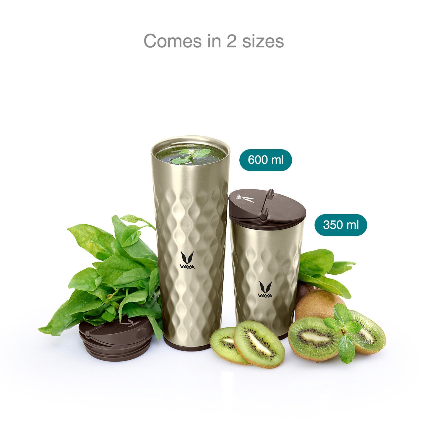 Drynk 3 in 1 Stainless Steel Water Bottle (Tumbler+Sipper+Gulper) with 2 Cups, 600 ml