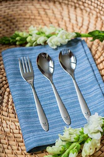 Stainless Steel Cutlery Set with Spoon, Fork and Spork - Set of 3