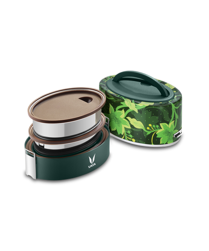 Tyffyn Polished Stainless Steel Lunch Box for Kids Without Bagmat, 600 ml, 2 Containers