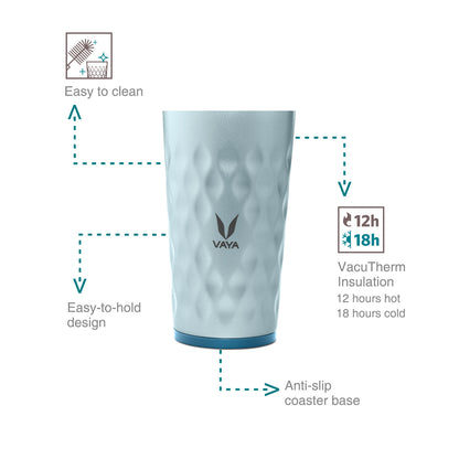 Drynk 350 ml 3 in 1 Vacuum Insulated Stainless Steel Gulper and Sipper Water Bottle (Tumbler+Sipper+Gulper) with 2 Cups, Thermos Flask