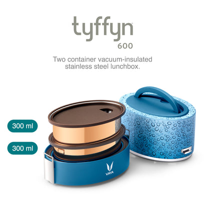 Tyffyn Copper-Finished Stainless Steel Lunch Box, 600 ml, 2 Containers