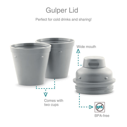 Drynk 350 ml 3 in 1 Vacuum Insulated Stainless Steel Gulper and Sipper Water Bottle (Tumbler+Sipper+Gulper) with 2 Cups, Thermos Flask