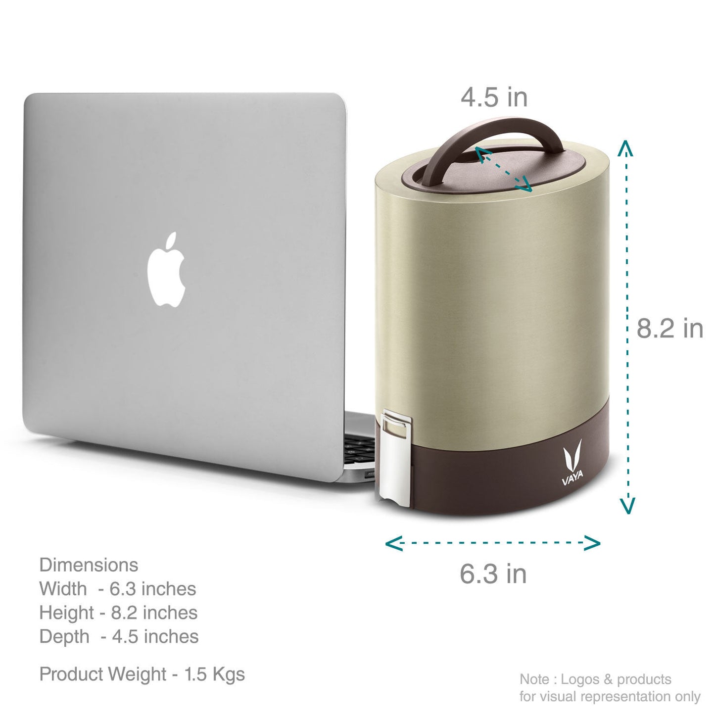 Tyffyn Jumbo Copper-Finished Stainless Steel Lunch Box Without Bagmat, 1300 ml, 4 Containers