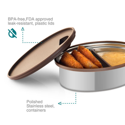 Polished Stainless Steel Single Container, 600 ml