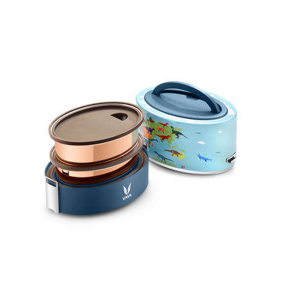 Tyffyn Copper-Finished Stainless Steel Lunch Box, 600 ml, 2 Containers